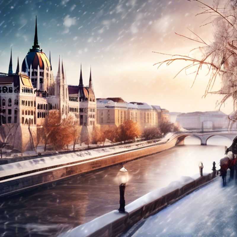 A family of long-term travelers, bundled up in winter gear, explores the enchanting bridges and architecture of Budapest, Hungary. Their children are wide-eyed with wonder as they discover the magic of this city on their 5-day winter adventure.